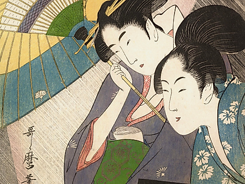Kitagawa Utamaro, Geisha and Attendant on a Rainy Night, 1797