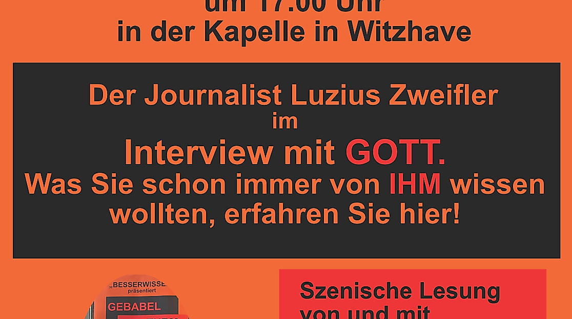 Das Plakat zu "Gebabel am Turm"- Das Interview mit Gott