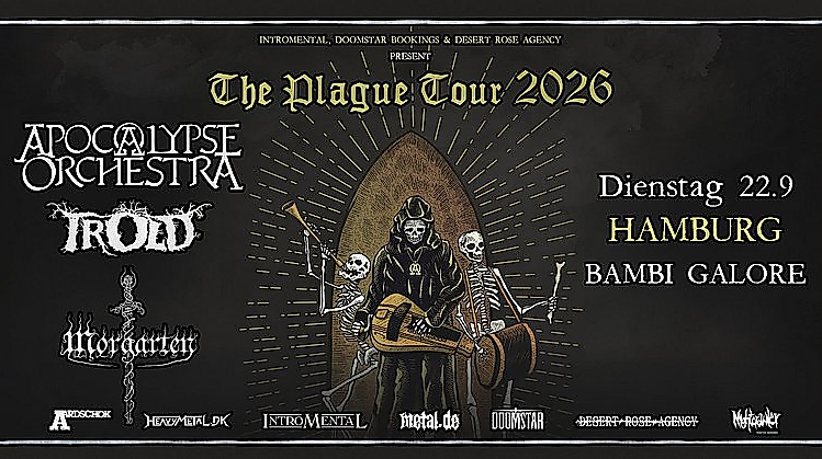 Konzertposter von Apocalypse Orchestra, Trold, Morgarten im Bambi Galore am 22.09.2026