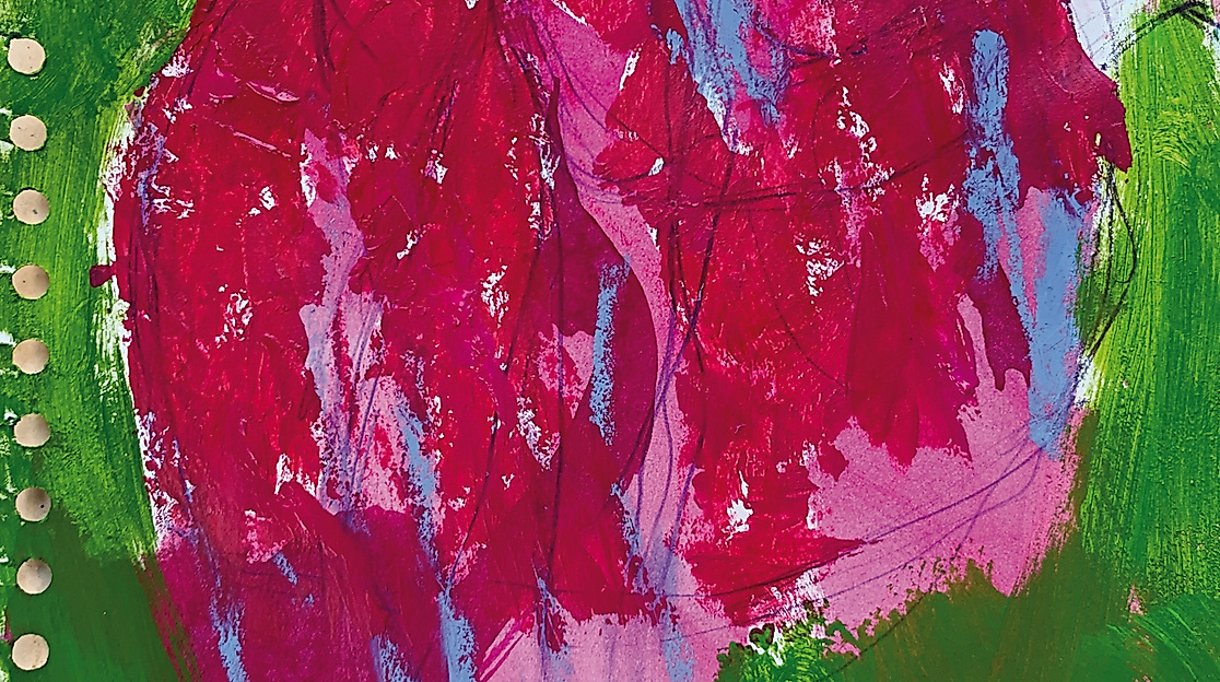 „Renn’ im Rock“, Gabriele  Kruk, Mischtechnik auf Papier, 20 x 30 cm