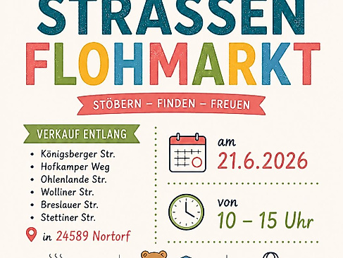 Großer Strassenflohmarkt in 24589 Nortorf