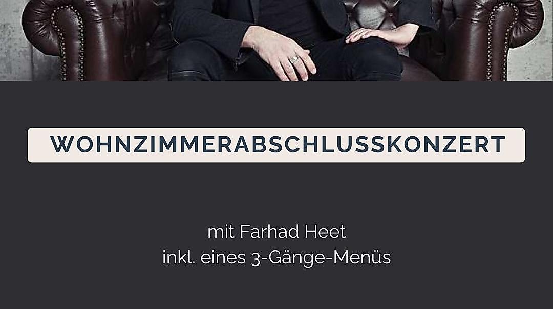Wohnzimmerkonzert mit Farhad Heet inkl. eines 3-Gänge-Menüs am 24. April 2026 um 19:00 Uhr bei uns im Golden Leaf in Neustadt in Holstein.
