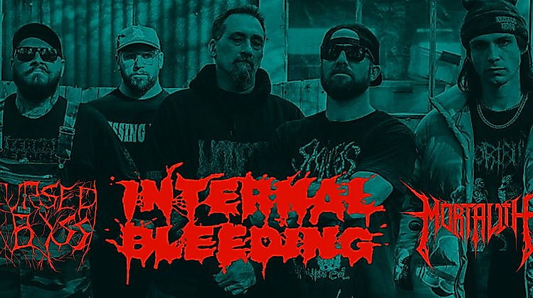 Konzertposter von Internal Bleeding (US), Cursed Abyss, Mortalith im Bambi Galore am 22.08.2026