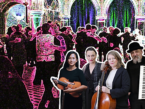 Neonfarbenes Tanz- und Musikensemble