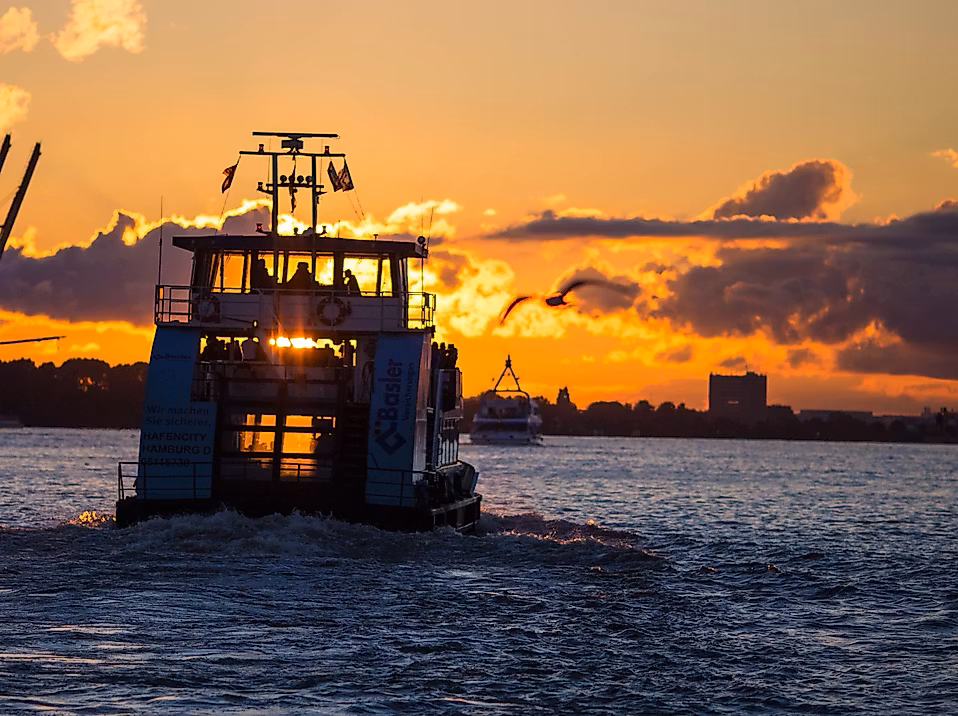 Elbfähre Sonnenuntergang
