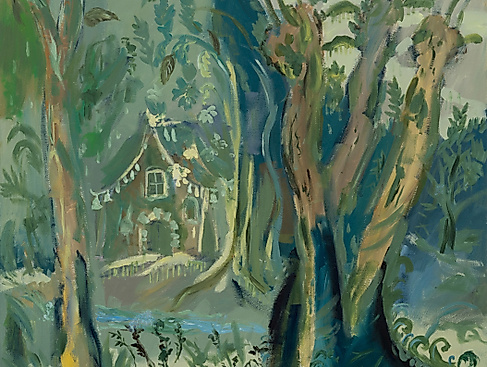 Karen Kilimnik, the green fairy cottage in the Vietnamese jungle, 2015