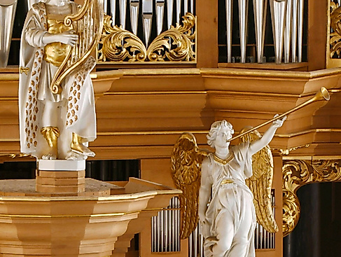 Nahaufnahme David und Engel, Arp-Schnitger-Orgel