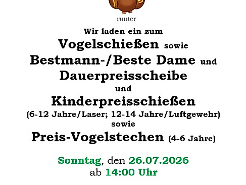 Preis- und Probeschießen, Vogelschießen, Bestmann-, Beste Dame-Pokal