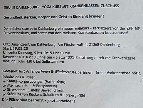 Yogakurs Dahlenburg