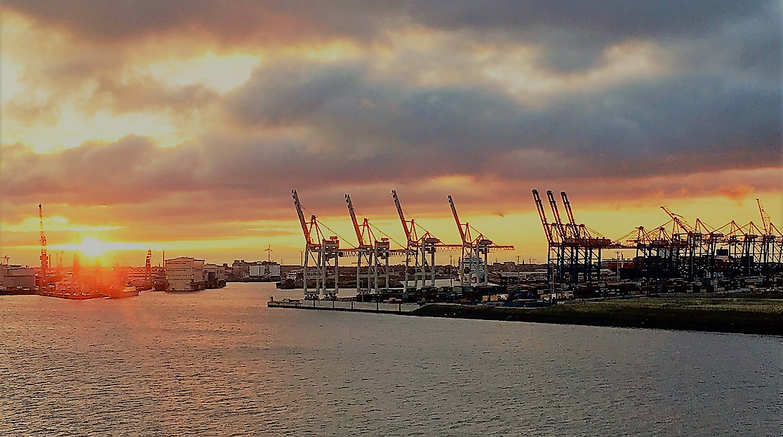Morgensonne im Hafen Hamburg Foto Britta Müller