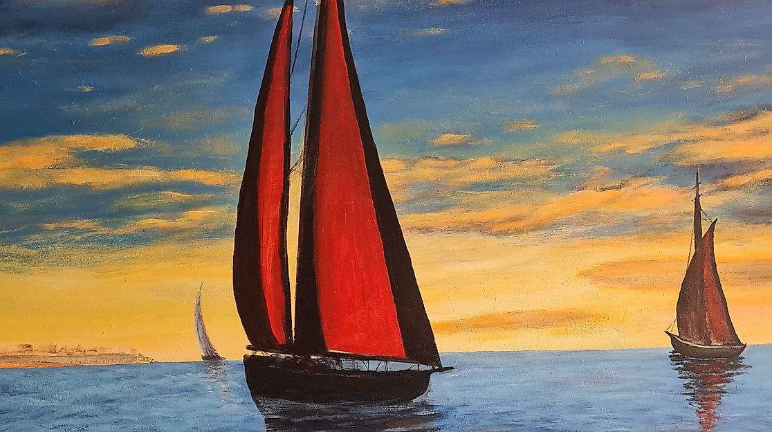 Paul Schubert: Roter Segler, Acrylmalerei