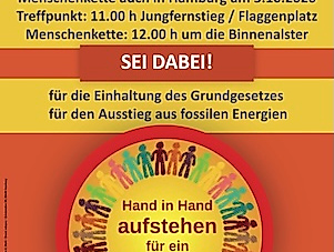 Flyer es brennt - Menschenkette am 3. Oktober - Version Hamburg