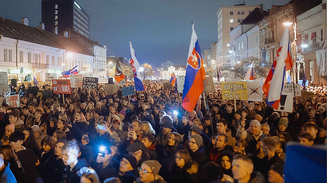 Demonstration der Opposition in Košice, Slowakei, im Nov. 2025