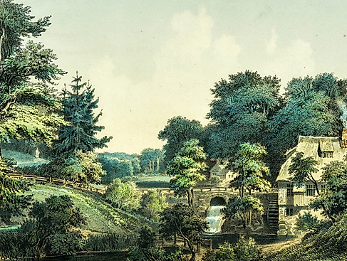Aumühle (bei Friedrichsruh), Lithografie von Wilhelm Heuer (1813 – 1890)