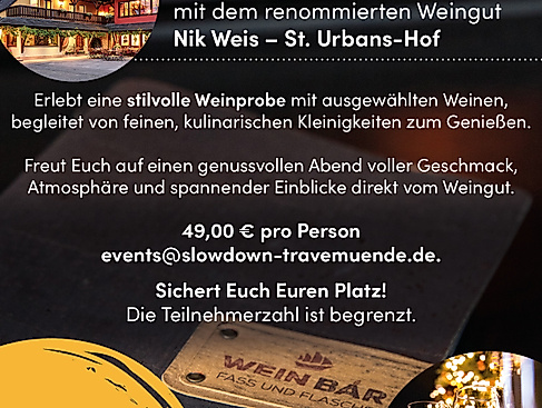 Wine &amp; Dine I 02.07.26 im SlowDown Travemünde