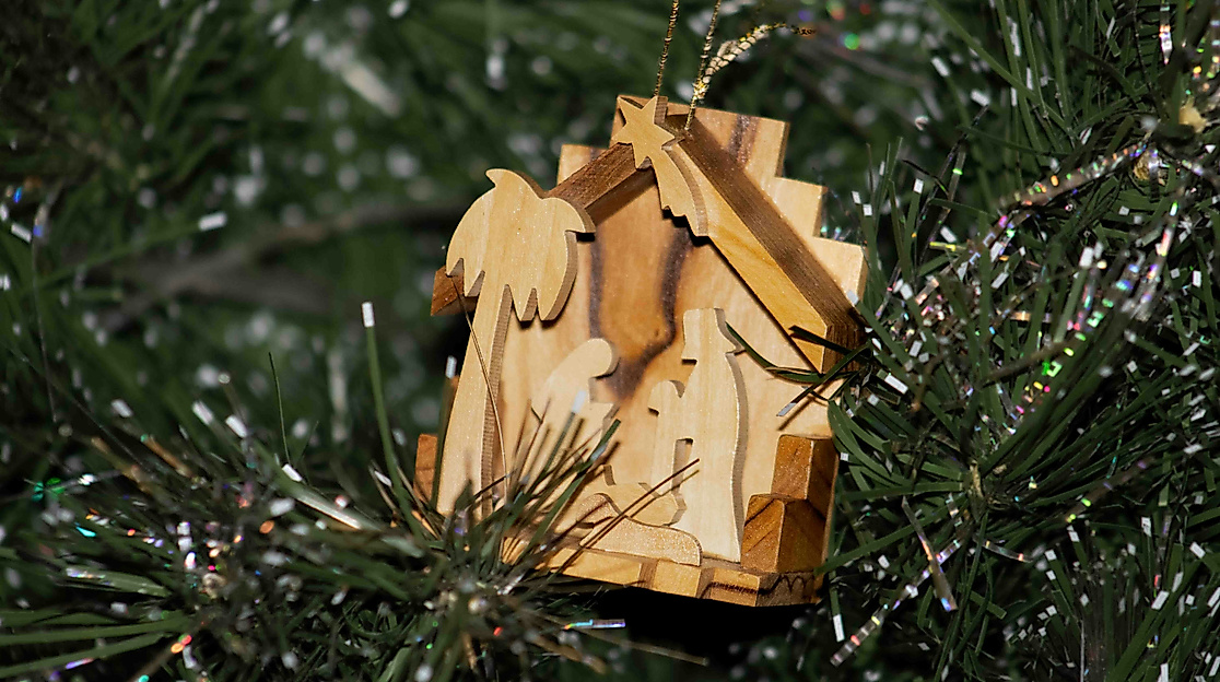 Baumschmuck- Heilige Familie im Stall