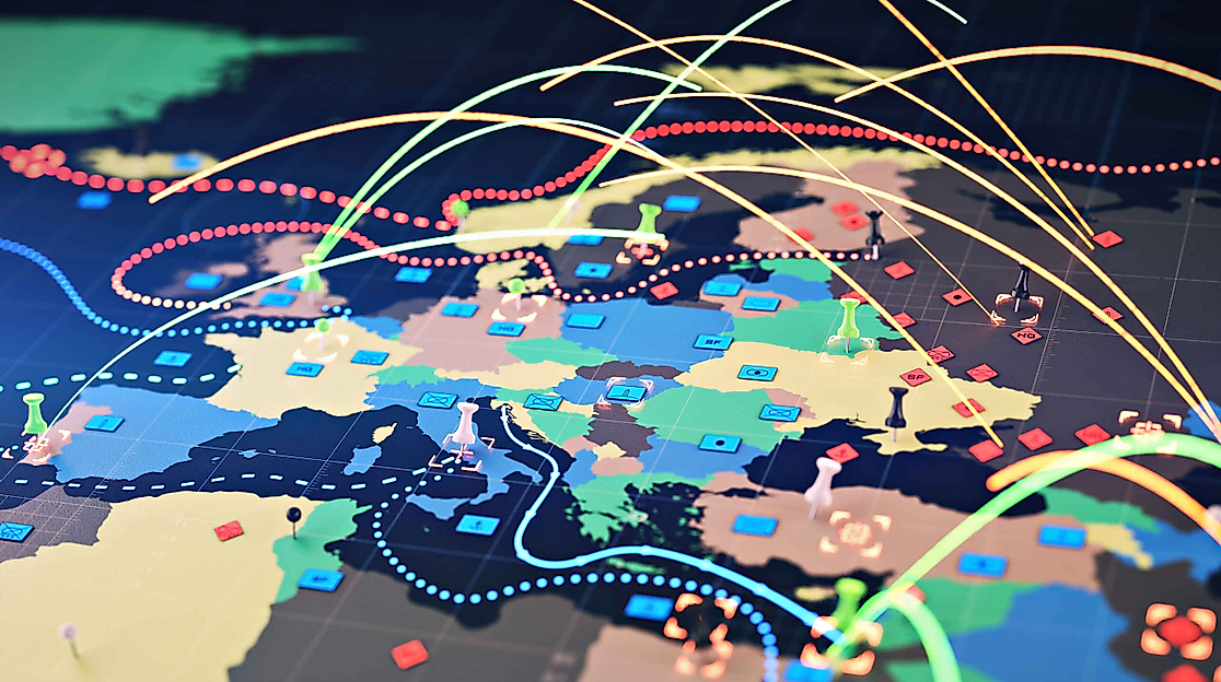 Landkarte Europas mit strategischen Motiven