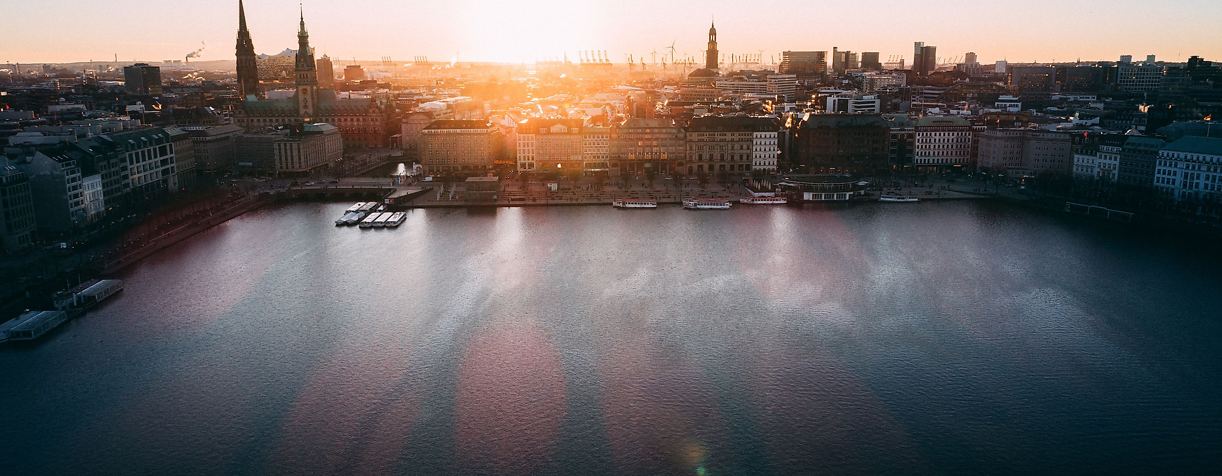 Panorama Binnenalster Sonnenaufgang