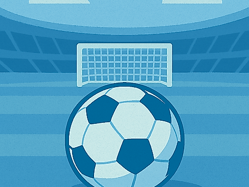 Fußball im blauen Stadion