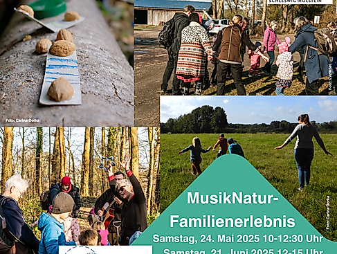 Familien mit Kindern musizieren und basteln Instrumente