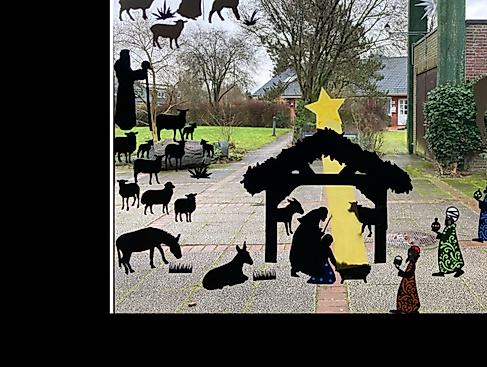 Fensterbildszene Krippenspiel