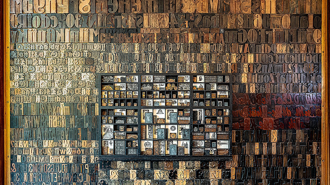 2 ... ein Meer von Schriften aus Holz ...