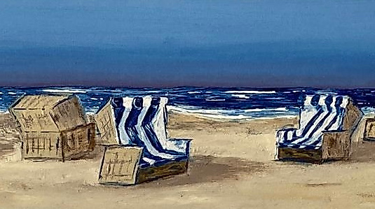 Strandkörbe, Panorama in Öl auf Leinwand, (Ausschnitt) von Rüdiger Külper