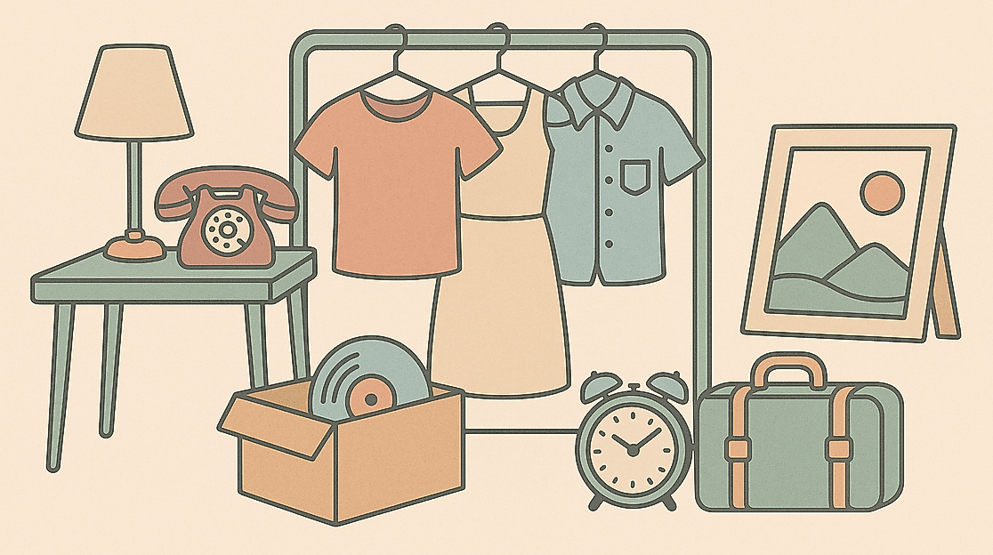 Flohmarkt im Pastellfarben-Stil