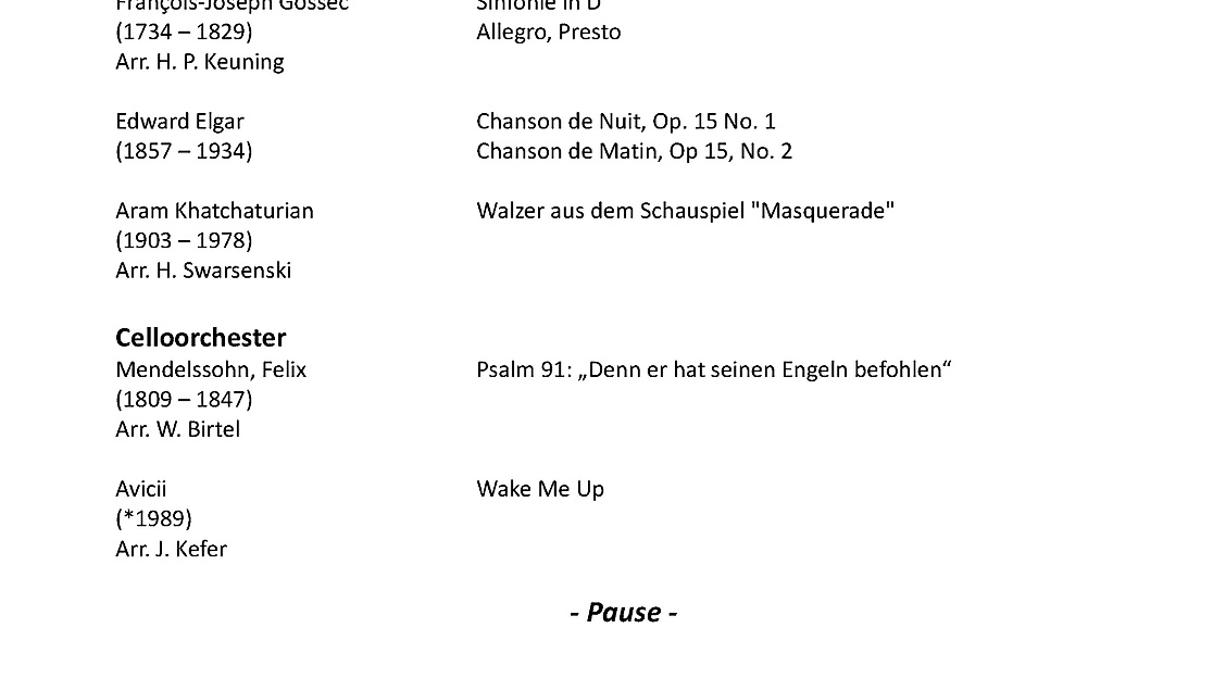 Programm Festkonzert