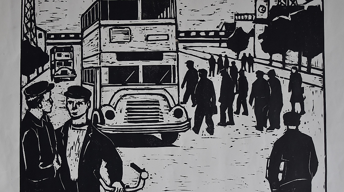 Walter Mamat, Stickstoffwerke (Linolschnitt, Ende 1950er)