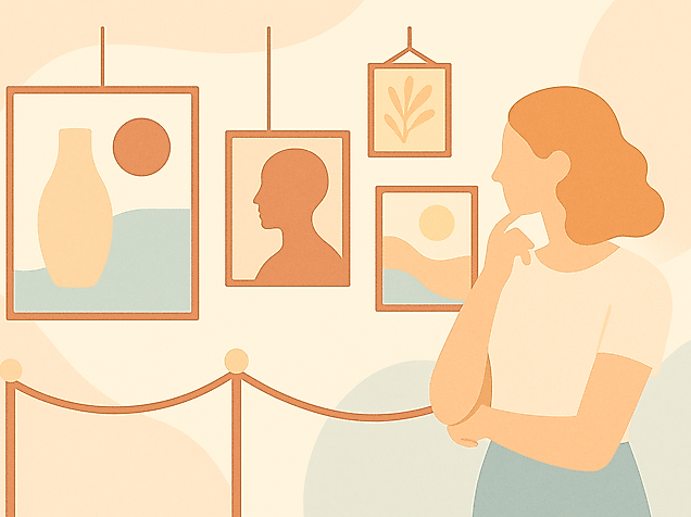 Kunstausstellung in Pastellfarben