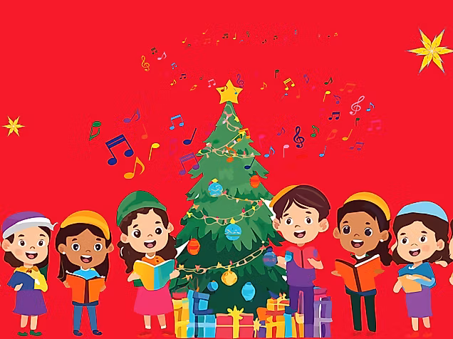 X-mas kinder 3zu2 mit sternen und noten kleiner rgb (c) Firefly KI_BRump