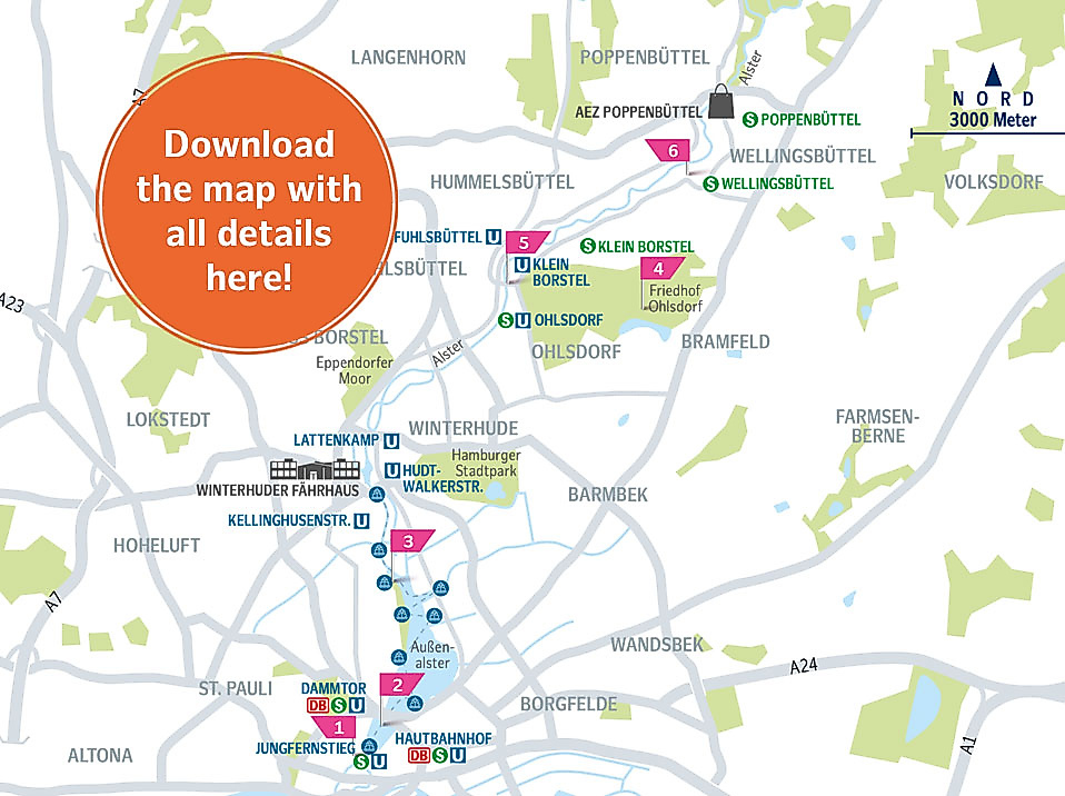Alster route: From the Inner Alster Lake to the Alster Valley