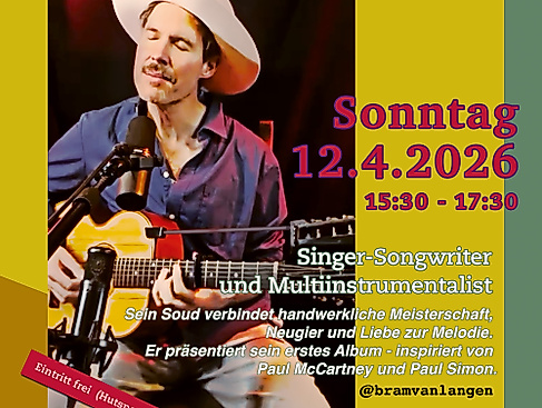 Bram van Langen aus Amsterdam - Singer-Songwriter und Multiinstrumentalist - Live - Hutkonzert