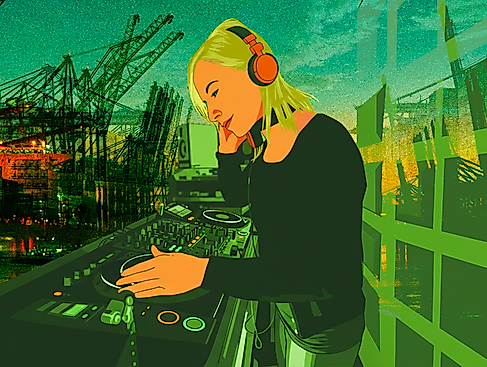 DJane im Hafen